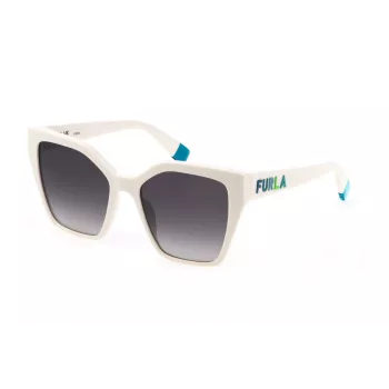 Gafas de sol rectangulares de mujer FURLA SFU686-5403GF, montura de acetato marrón havana, lentes degradadas marrones, 54/18/140 mm