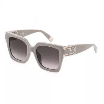 Furla SFU878 Gafas de sol mujer estilo ojo de gato, montura Havana marrón, lentes marrón degradado, 52mm SFU878-520AEC