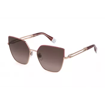 Gafas de sol de mujer FURLA cat eye SFU690-580SHP montura de acetato Havana marrón lentes marrones degradadas 58/17/135 mm