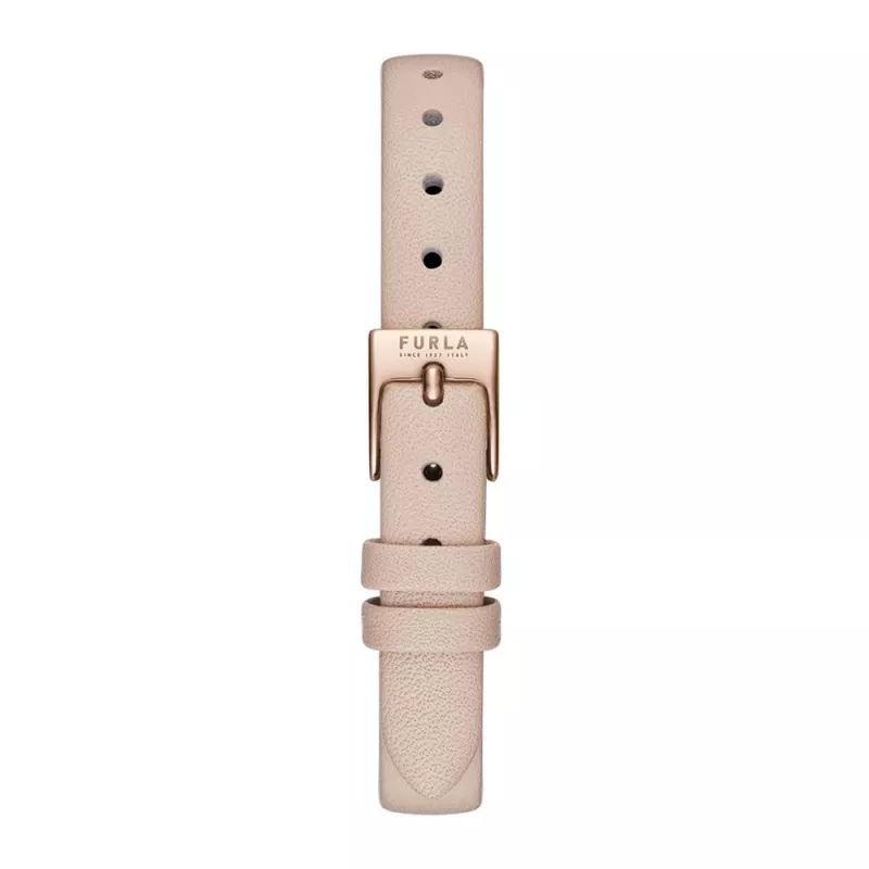 FURLA Reloj de mujer WW00018008L3 38mm acero inoxidable cuarzo analógico esfera plateada correa de piel negra