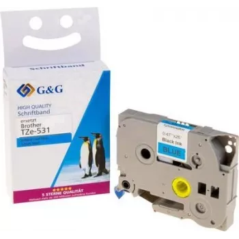 Cinta de rotulación compatible G&G 14956 Brother TZe-531, azul, 12 mm, 8 m, texto negro