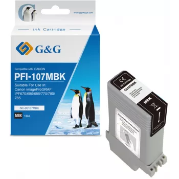 G&G Cartucho de tinta compatible con Canon PFI-107MBK (6704B001), negro mate