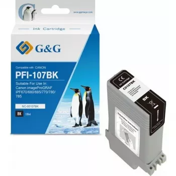 G&G Cartucho de Tinta Compatible Canon PFI-107BK Negro