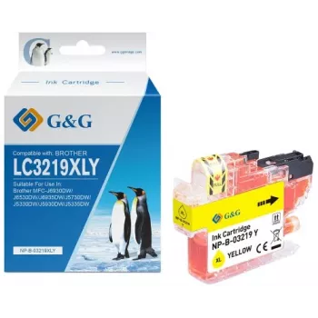 G&G Cartucho de tinta amarillo Brother LC-3219Y compatible de alto rendimiento (13990)
