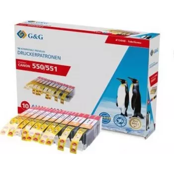 G&G cartuchos de tinta compatibles Canon PGI-550 XL y CLI-551 XL High Yield pack de 10 (negro, negro fotográfico, cian, magenta, amarillo) 15048