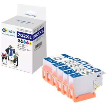 G&G set de cartuchos de tinta compatibles pack de 5 para Epson 202XL negro/cian/magenta/amarillo/foto negro (15180)