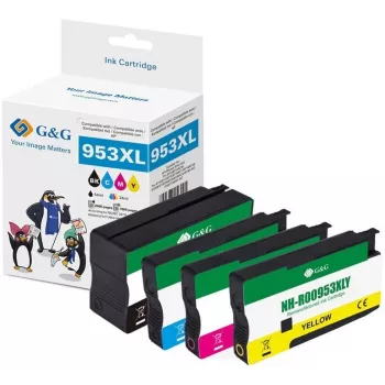 Set de cartuchos de tinta compatibles G&G HP 953XL negro, cian, magenta, amarillo (pack de 4) alto rendimiento