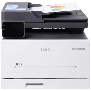 G&G GM2010CDW Impresora multifunción láser color 3 en 1, 20 ppm, dúplex, Wi-Fi, pantalla táctil