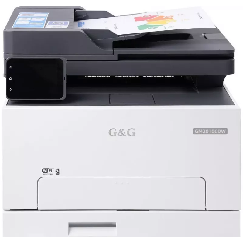 G&G GM2010CDW Impresora multifunción láser color 3 en 1, 20 ppm, dúplex, Wi-Fi, pantalla táctil