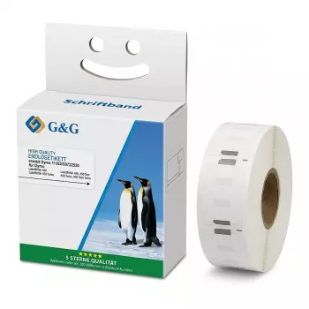 G&G Labels 25mm x 54mm Negro sobre blanco Compatible con Dymo 11352 / S0722520