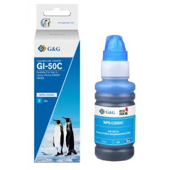 G&G Ninestar botella de tinta de recarga cian compatible para Canon GI-50 (70 ml, 7000 páginas) - 19383