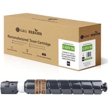 Cartucho de tóner G&G Reborn compatible con Canon C-EXV58 (3763C002) Negro (22052)