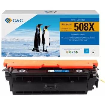 G&G Cartucho de Tóner Compatible XL para HP CF361X/508X – Cian (Alto Rendimiento, 9500 Páginas)