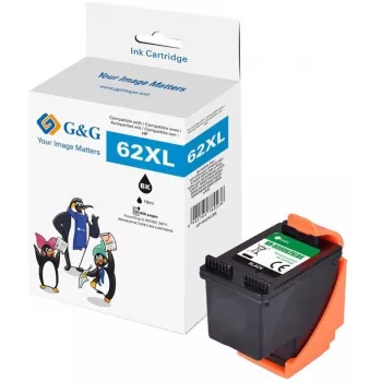 G&G XL Cartucho de tinta compatible de alto rendimiento para HP 62XL (C2P05AN) Negro (18835)
