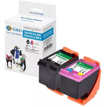 Pack de 2 cartuchos de tinta G&G XXL compatibles con HP 304XL negro + tricolor (18684)
