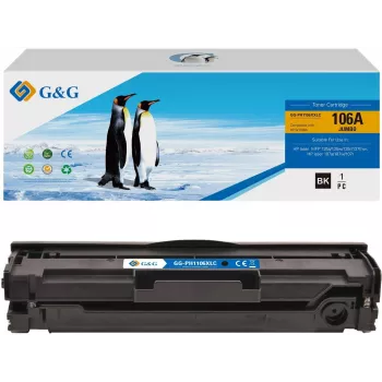 Cartucho de tóner XXL G&G compatible con HP 106A / W1106A (alto rendimiento) negro