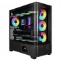 Caja torre media gaming Gamdias Atlas P2 ARGB de cristal templado, negra, 4 ventiladores ARGB de 120mm