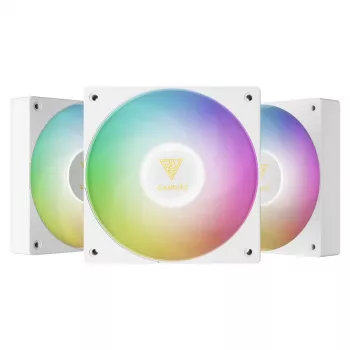 GAMDIAS NOTUS M1-1203 ARGB Kit de ventiladores para carcasa de 120mm PWM, pack de 3, RGB direccionable, rodamiento hidráulico, 800-1600 rpm, 67,5 CFM, controlador incluido