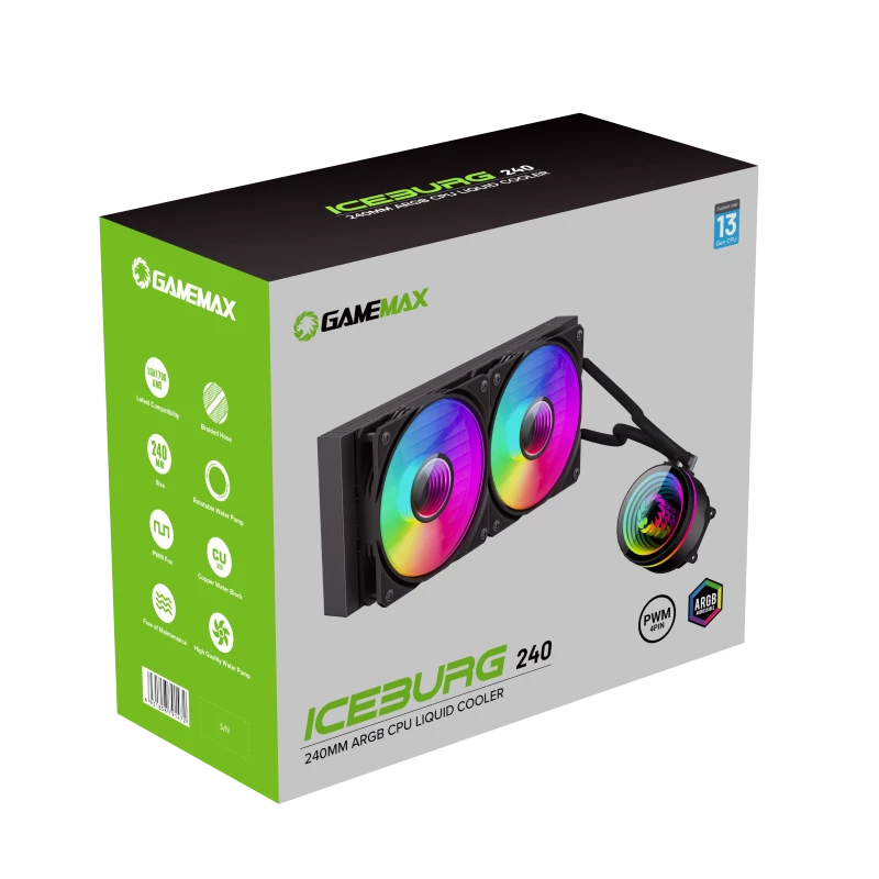 GAMEMAX ICEBURG 240 INFINITY refrigeración líquida para CPU, Negra