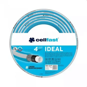 Manguera de jardín - Cellfast IDEAL (10-262) - 20m, 1/2 inch, PVC de 3 capas, verde transparente con franja amarilla