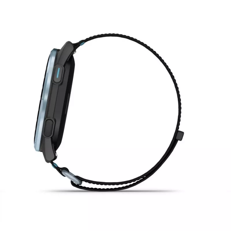 Garmin Approach J1 Cloud Blue bisel de aluminio con correa de tela ComfortFit negro/azul