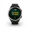 Garmin Approach S44 bisel de aluminio plateado con correa de silicona negra