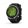 Garmin Approach S44 bisel de aluminio plateado con correa de silicona negra