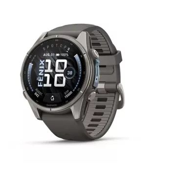 Garmin Fenix 9 – 43mm, titanio con correa de silicona Pebble Grey