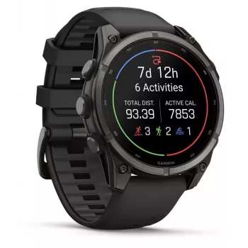 Garmin fenix 9 – 47mm, titanio Carbon Grey DLC con correa de silicona negra