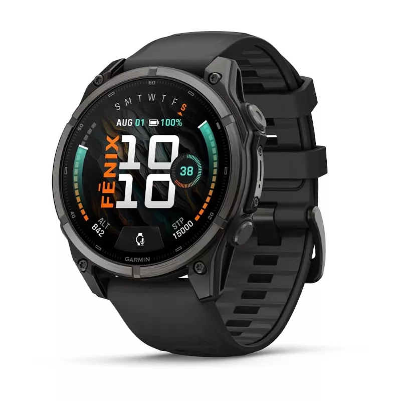 Garmin fenix 9 – 47mm, titanio Carbon Grey DLC con correa de silicona negra