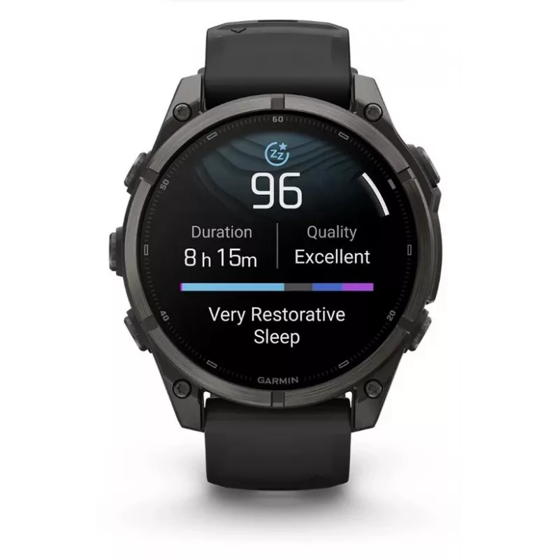 Garmin fenix 9 – 47mm, titanio Carbon Grey DLC con correa de silicona negra