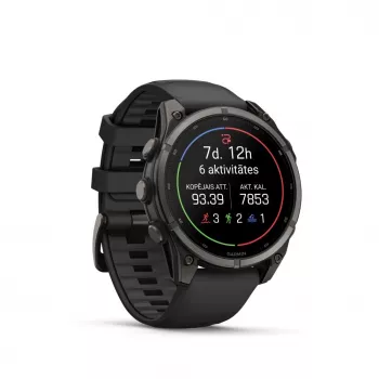 Garmin fenix 9 – 47mm, titanio Carbon Grey DLC con correa de silicona negra
