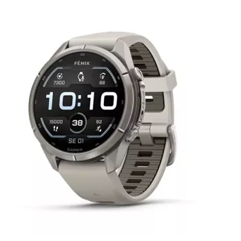 Garmin Fenix 9 Pro – 43mm Titanio con correa de silicona Fog Grey/Dark Sandstone