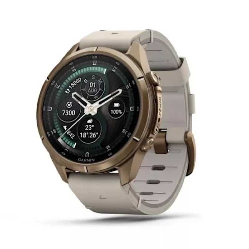 Garmin Fenix 9 Pro – inReach, 43mm titanio Autumn Gold con correa de silicona Cream/French Grey