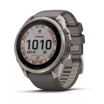 Garmin Fenix 9 Pro – inReach, Solar, 51mm titanio con correa de silicona gris guijarro