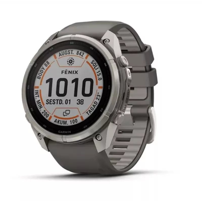 Garmin Fenix 9 Pro – inReach, Solar, 51mm titanio con correa de silicona gris guijarro