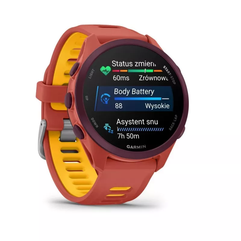 Garmin Forerunner 170 Music reloj GPS para running, caja Berry con correa rosa roja/color mango