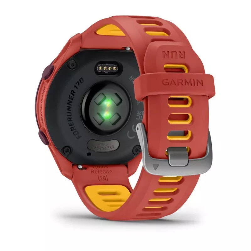 Garmin Forerunner 170 Music reloj GPS para running, caja Berry con correa rosa roja/color mango