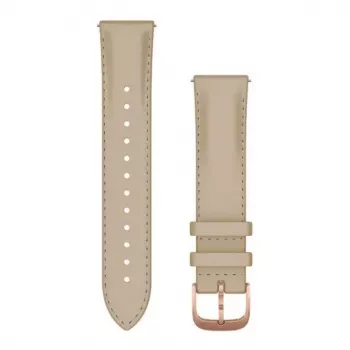 Garmin Quick Release correa (20 mm) piel italiana beige claro con acabados PVD oro rosa de 18K