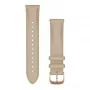 Garmin Quick Release correa (20 mm) piel italiana beige claro con acabados PVD oro rosa de 18K