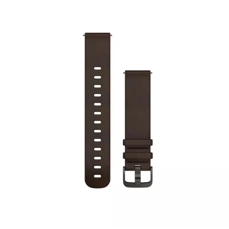 Garmin Quick Release correas (20 mm) piel marrón oscuro, herrajes plateados