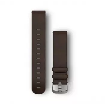 Garmin Quick Release correas (20 mm) piel marrón oscuro, herrajes plateados