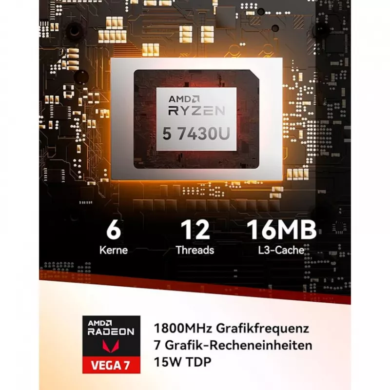 GEEKOM A5 Mini PC, AMD Ryzen 5 7430U, 16GB DDR4, 512GB SSD, Windows 11 Pro, champán