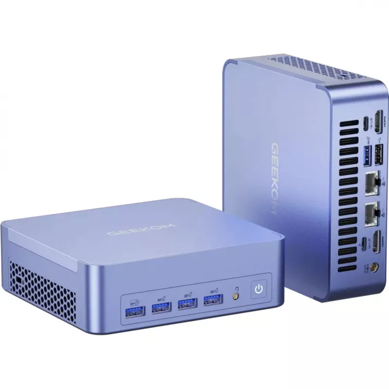 GEEKOM AX8 MAX Mini PC, Intel Core i7-12650H, 16GB DDR5, 512GB SSD, Windows 11 Pro, plata