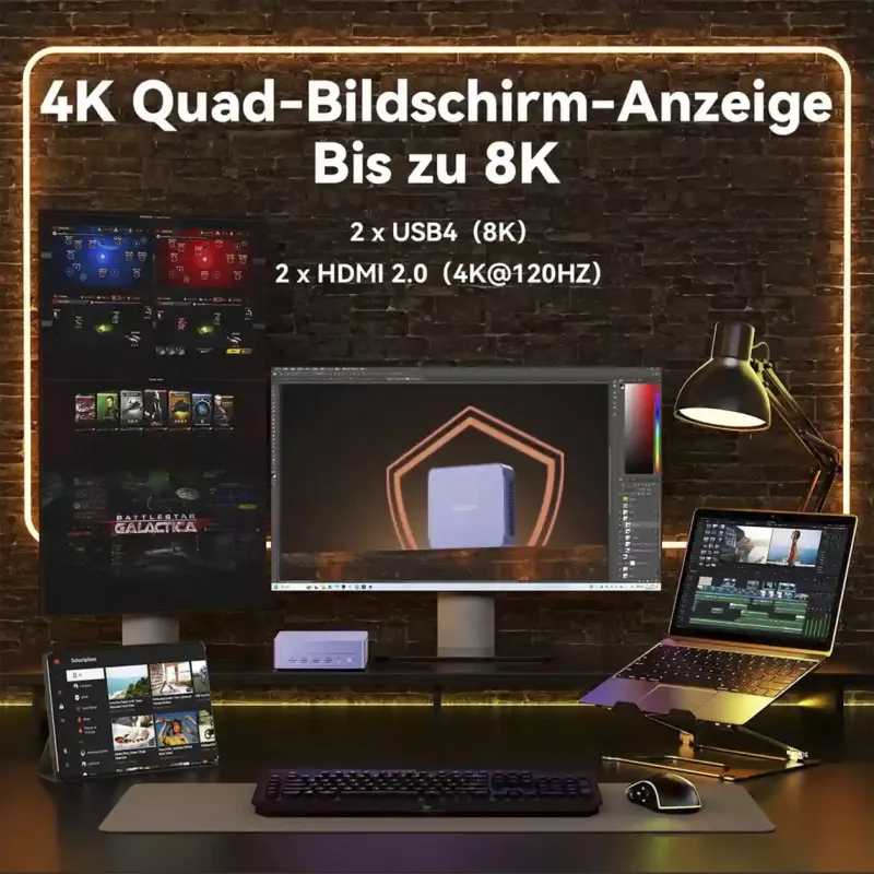 GEEKOM AX8 MAX Mini PC, Intel Core i7-12650H, 16GB DDR5, 512GB SSD, Windows 11 Pro, plata