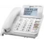 Geemarc CL595 Teléfono fijo para personas mayores con contestador automático, manos libres, indicador visual de llamada, compatible con audífonos, colgante de emergencia, blanco