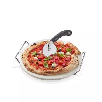 GEFU Darioso set de cortapizzas + piedra para pizza con soporte redondo