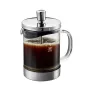 GEFU DIEGO Cafetera French Press 600 ml, vidrio de borosilicato y acero inoxidable, plata/negro