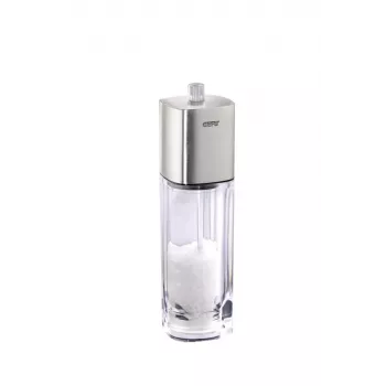 GEFU DUETO pasapurés, acero inoxidable, 2,5 L, 3 discos (2/3/5 mm), manual, plata/transparente