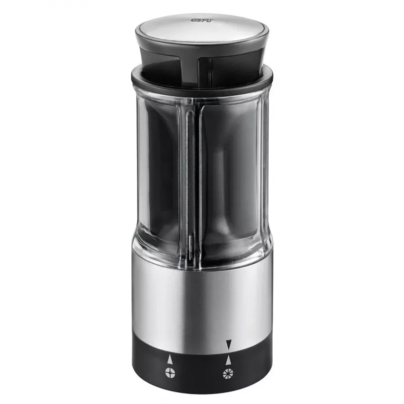 GEFU FLEXICUT Cortador de frutas y verduras, mandolina manual, regulable 1-5 mm, acero de cuchillas japonés, negro/plata